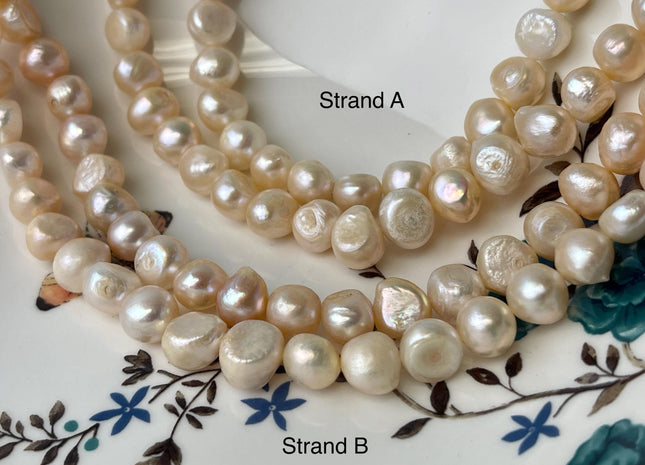 10-11 mm Natural Light Peach Pink Color Potato Nugget Freshwater Pearl Beads Genuine Pink Freshwater Pearl #P3008