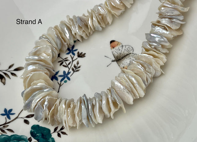 17-30 mm Very Rare Natural White Keshi Freshwater Pearl Beads Center Drilled Cornflake Shape Large Keshi Chips Pearls B Grade #P3010