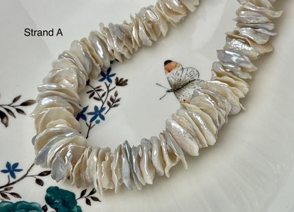 17-30 mm Very Rare Natural White Keshi Freshwater Pearl Beads Center Drilled Cornflake Shape Large Keshi Chips Pearls B Grade #P3010