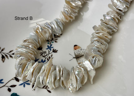 17-30 mm Very Rare Natural White Keshi Freshwater Pearl Beads Center Drilled Cornflake Shape Large Keshi Chips Pearls B Grade #P3010