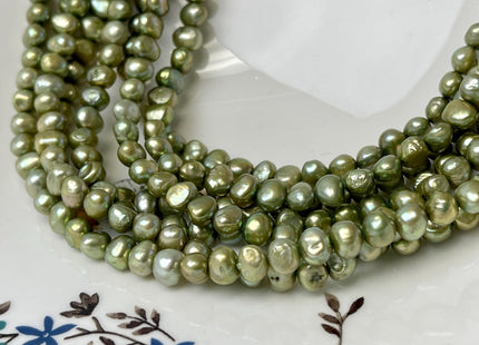 5-7 mm AA Sage Green Color Freshwater Pearl Potato Nugget Beads Genuine Natural Nugget Pearls #P2961