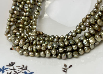 5-7 mm Copper Green Color Freshwater Pearl Potato Nugget Beads Genuine Natural Nugget Pearls #P2960