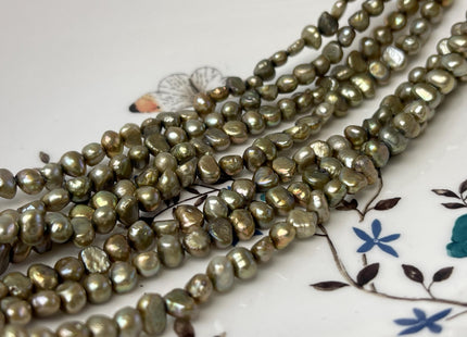 5-7 mm Copper Green Color Freshwater Pearl Potato Nugget Beads Genuine Natural Nugget Pearls #P2960