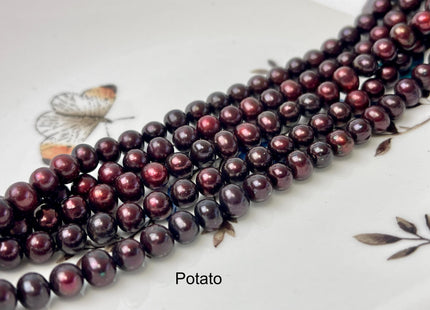 6 mm Burgundy Red Color Potato/Round Freshwater Pearl Bead Genuine Dark Red Color Round Freshwater Pearls 68 Beads #P2972