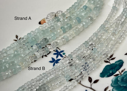 4-8 mm Natural Gemmy Blue Aquamarine Beads Natural Blue Color Faceted Rondelle Shape 8 Inches Strand #4689