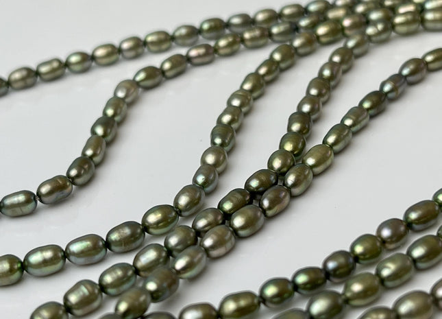 3.5-4x5-6 mm AA Olive Green Tiny Rice/Oval Freshwater Pearl Beads Genuine Freshwater Pearl Tiny Seed Beads #P2974