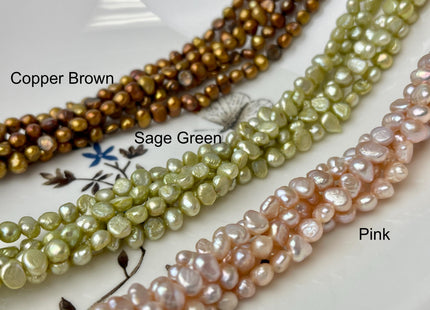 4-5mm Pink Green Champagne Gold Peacock Copper Brown Color Small Potato Nugget Freshwater Pearl Beads Genuine Tiny Pearl Beads #824