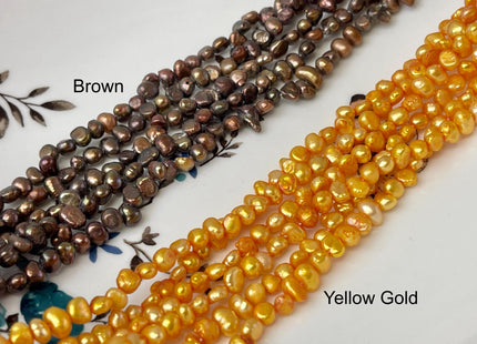4-5mm Pink Green Champagne Gold Peacock Copper Brown Color Small Potato Nugget Freshwater Pearl Beads Genuine Tiny Pearl Beads #824