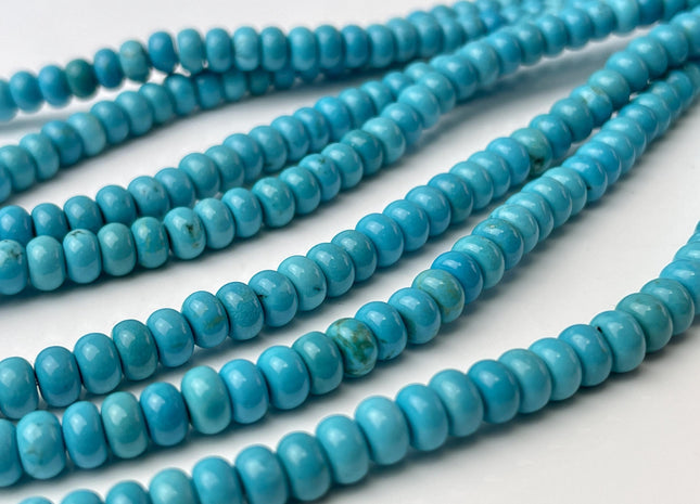 6mm Smooth Rondelle Shape Turquoise Gemstone Beads Green #4397