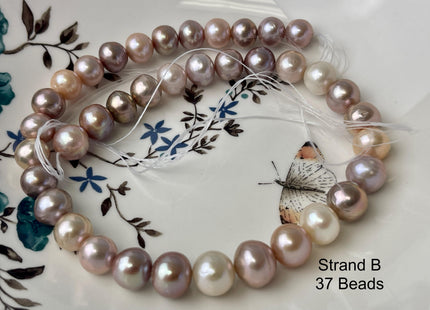 10-13 mm AAA Natural Multi White Pink Freshwater Baroque/Edison Pearl Beads Off Round Shape Genuine Edison Freshwater Pearl #P3049