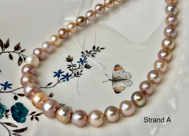 10-13 mm AAA Natural Multi White Pink Freshwater Baroque/Edison Pearl Beads Off Round Shape Genuine Edison Freshwater Pearl #P3049