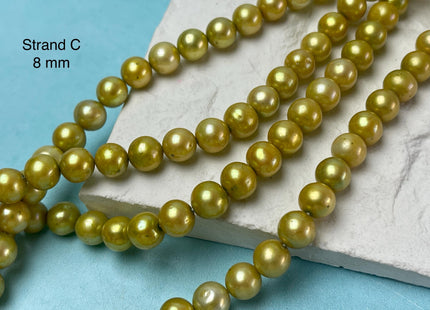 8-9 mm AA Green Teal Yellow Color Off Round Freshwater Pearl Beads Genuine Cultured Freshwater Pearl Beads #P3014