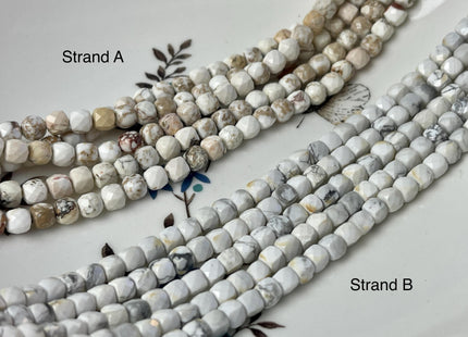 5mm Micro Faceted Cube Dice Square Shape Multi White Brown Color Turquoise Gemstone Beads 15.5 Inches #4690