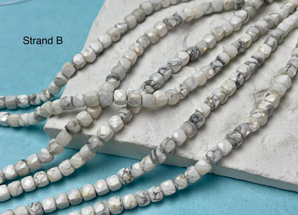 5mm Micro Faceted Cube Dice Square Shape Multi White Brown Color Turquoise Gemstone Beads 15.5 Inches #4690