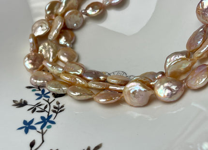 12-12.5 mm Natural Mixed Mauve Peach Pink Freshwater Coin Pearl Genuine Natural Small Tear Drop Coin Pearls Beads #P3017