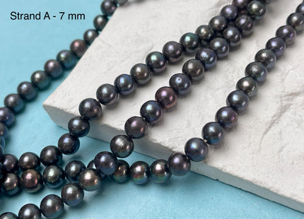7-9 mm AA Dark Peacock or Multi Pink Blue Off Round or Potato Freshwater Pearls Genuine Very Rare High Luster Peacock Pearls #P3018
