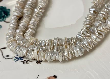 10 mm AAAA Very Rare Natural White Keshi Freshwater Pearl Beads Center Drilled High Luster Cornflakes Shape Keshi Chips Pearls #P3052