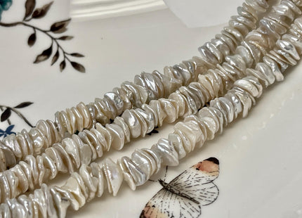 10 mm AAAA Very Rare Natural White Keshi Freshwater Pearl Beads Center Drilled High Luster Cornflakes Shape Keshi Chips Pearls #P3052