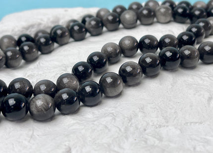 10 mm AAA Smooth Round Silvery Gray Black Eagle Eye Gemstones Natural Color Top Quality Round Eagle Eye Gemstone Loose Beads #4691