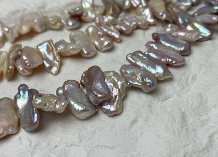 7-10x10-23 mm Natural Mixed Mauve Pink Biwa Stick Freshwater Pearl Beads Genuine Cultured Center Drilled Natural Pearl Beads #P3020