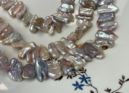 7-10x10-23 mm Natural Mixed Mauve Pink Biwa Stick Freshwater Pearl Beads Genuine Cultured Center Drilled Natural Pearl Beads #P3020