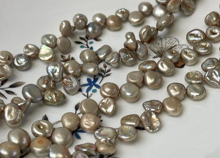 8-9x9-12 mm AA Light Taupe Keshi Freshwater Pearls Top Drilled Keshi Pearl Beads High Luster Genuine Freshwater Keshi Pearl Beads #P3022