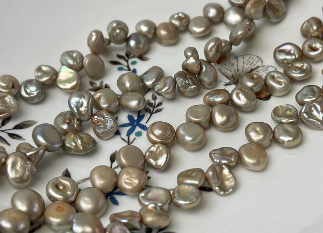 8-9x9-12 mm AA Light Taupe Keshi Freshwater Pearls Top Drilled Keshi Pearl Beads High Luster Genuine Freshwater Keshi Pearl Beads #P3022