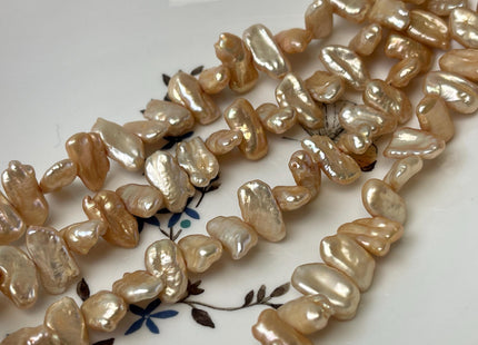 8-9x12-19 mm AA Light Champagne Biwa Stick Freshwater Pearl Beads Genuine Cultured Center Drilled Biwa Freshwater Pearl Beads #P3023