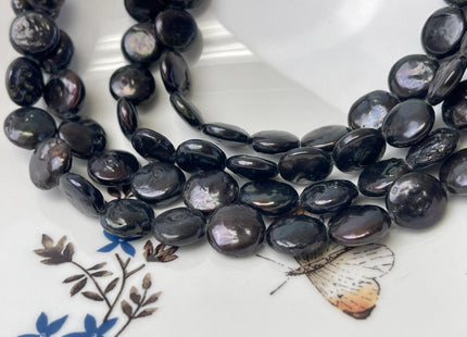 10-11 mm AA Black Peacock Color Coin Freshwater Pearl Beads Genuine High Luster Cultured Freshwater Coin Pearls 36 Beads #P3024