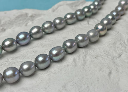 8-9x10-11 mm AAA Silver Gray Color Freshwater Pearls Rice/Oval Shape Pearl Beads Genuine High Luster Smooth Freshwater Pearls #P3025