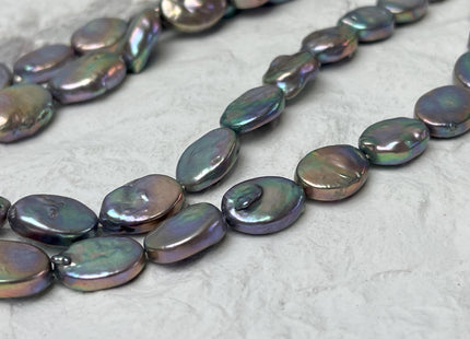 11-12x14-18 mm AA Lavender Gray Peacock Freshwater Oval Coin Pearls Genuine Oval Coin Freshwater Pearl Beads #P3026