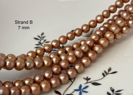 6-7 mm Taupe Champagne Brown Color Off Round Freshwater Pearl Beads Genuine Cultured Freshwater Pearl Beads Off Round Pearl Beads #P2602