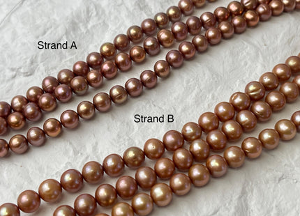 6-7 mm Taupe Champagne Brown Color Off Round Freshwater Pearl Beads Genuine Cultured Freshwater Pearl Beads Off Round Pearl Beads #P2602