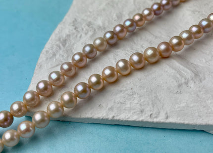 7 mm AAA Natural Mixed Mauve Peach Pink Color Off Round Freshwater Pearl Beads Genuine Natural Freshwater Round Pearls 57 Pieces #P3039