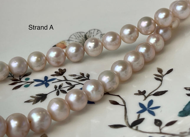 8-9 mm AA Natural Light Mauve Peach Pink Color Off Round Freshwater Pearl Beads Genuine Natural Freshwater Round Pearls 45 Pieces #P3040