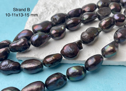10-11x12-15 mm AA Dark Brown Peacock Color Freshwater Pearl Rice Nugget Beads Dark Brown Genuine Rice Nugget Pearls #P3047