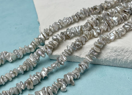 7 mm AAA Very Rare Natural White Keshi Freshwater Pearl Beads Center Drilled Cornflakes Shape Keshi Chips Pearls #P3051