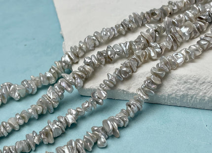 7 mm AAA Very Rare Natural White Keshi Freshwater Pearl Beads Center Drilled Cornflakes Shape Keshi Chips Pearls #P3051