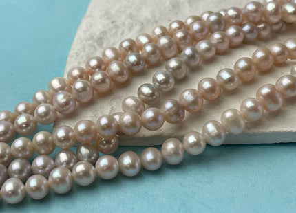 7-8 mm AA Pale Pink Color Off Round Potato Freshwater Pearl Beads High Luster Genuine Pink Color Potato Freshwater Pearls #P3044