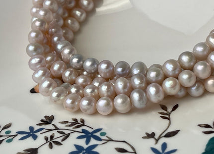 7-8 mm AA Pale Pink Color Off Round Potato Freshwater Pearl Beads High Luster Genuine Pink Color Potato Freshwater Pearls #P3044