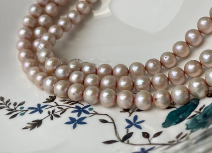 9-9.5 mm AA Light Beige Champagne Off Round Freshwater Pearl Beads Genuine Pearl Beads Light Champagne Freshwater Pearls 45 Beads #P3045