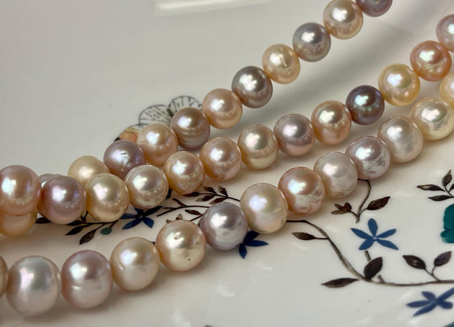 10-11 mm AA Rare Extra Shiny Natural Mixed Mauve Pink Potato Freshwater Pearl Bead Genuine High Luster Quality Bridal Pearls 41 Beads #P3046