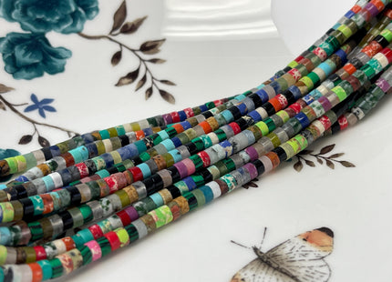 2x4 mm Mixed Amethyst Jasper Jade Malachite Heishi Rondelle Shape Gemstones Loose Beads 15.5 Inches Strand #4433