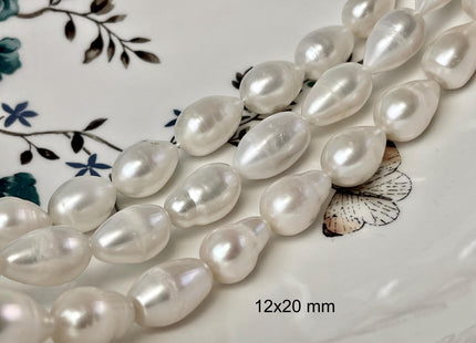 9-11x13-15 mm AA Natural White Tear-Drop Rice Shape Freshwater Pearl Beads Genuine Natural Freshwater Pearls #1090