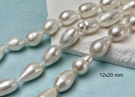 9-11x13-15 mm AA Natural White Tear-Drop Rice Shape Freshwater Pearl Beads Genuine Natural Freshwater Pearls #1090