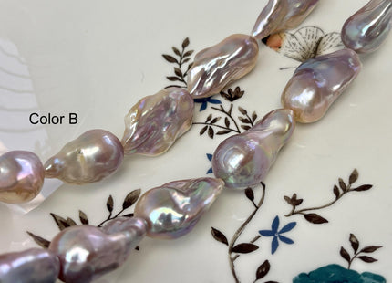 15-18x30 mm AAA Rare Natural Mauve Pink Baroque Pearl Genuine High Luster Quality Pearl With Iridescent Color #P2977