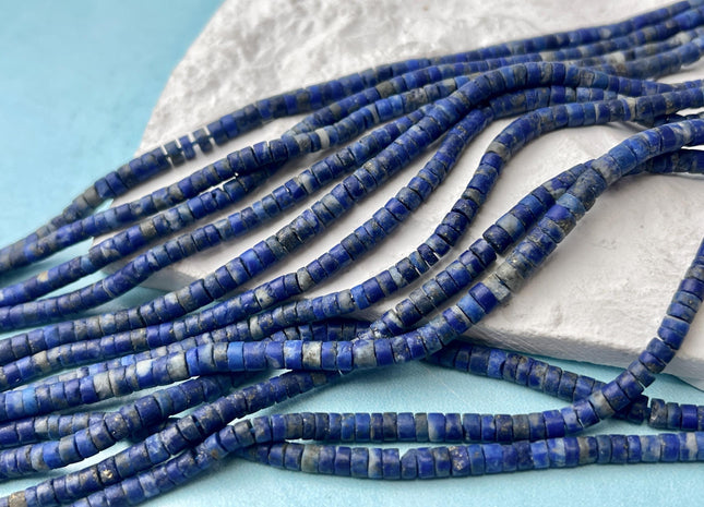2x3.5 mm Natural Multi Blue Lapis Heishi Rondelle Shape Genuine Lapis Discs Gemstone Loose Beads 14.5 Inches Strand #4692