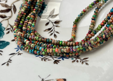 2.5x4.5 mm 5x8 mm Smooth Rondelle Impression Jasper Sea Sediment Jasper Beads Rainbow Pink Green Turquoise Blue Purple Color #4535