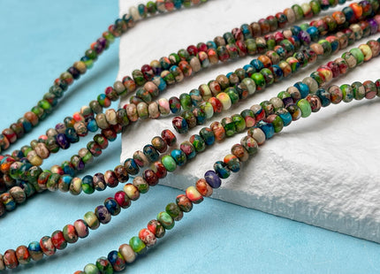 2.5x4.5 mm 5x8 mm Smooth Rondelle Impression Jasper Sea Sediment Jasper Beads Rainbow Pink Green Turquoise Blue Purple Color #4535