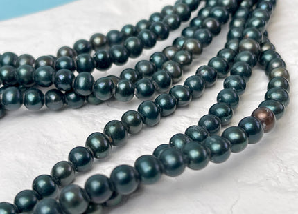 6 mm AA Large Hole Dark Sacramento Green Color Potato Freshwater Pearl Beads Hole Size 2.0 mm Genuine Green Color Freshwater Pearls #P3037
